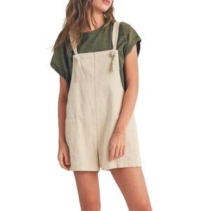 Miou Muse | Romper Overalls Shorts in Oat